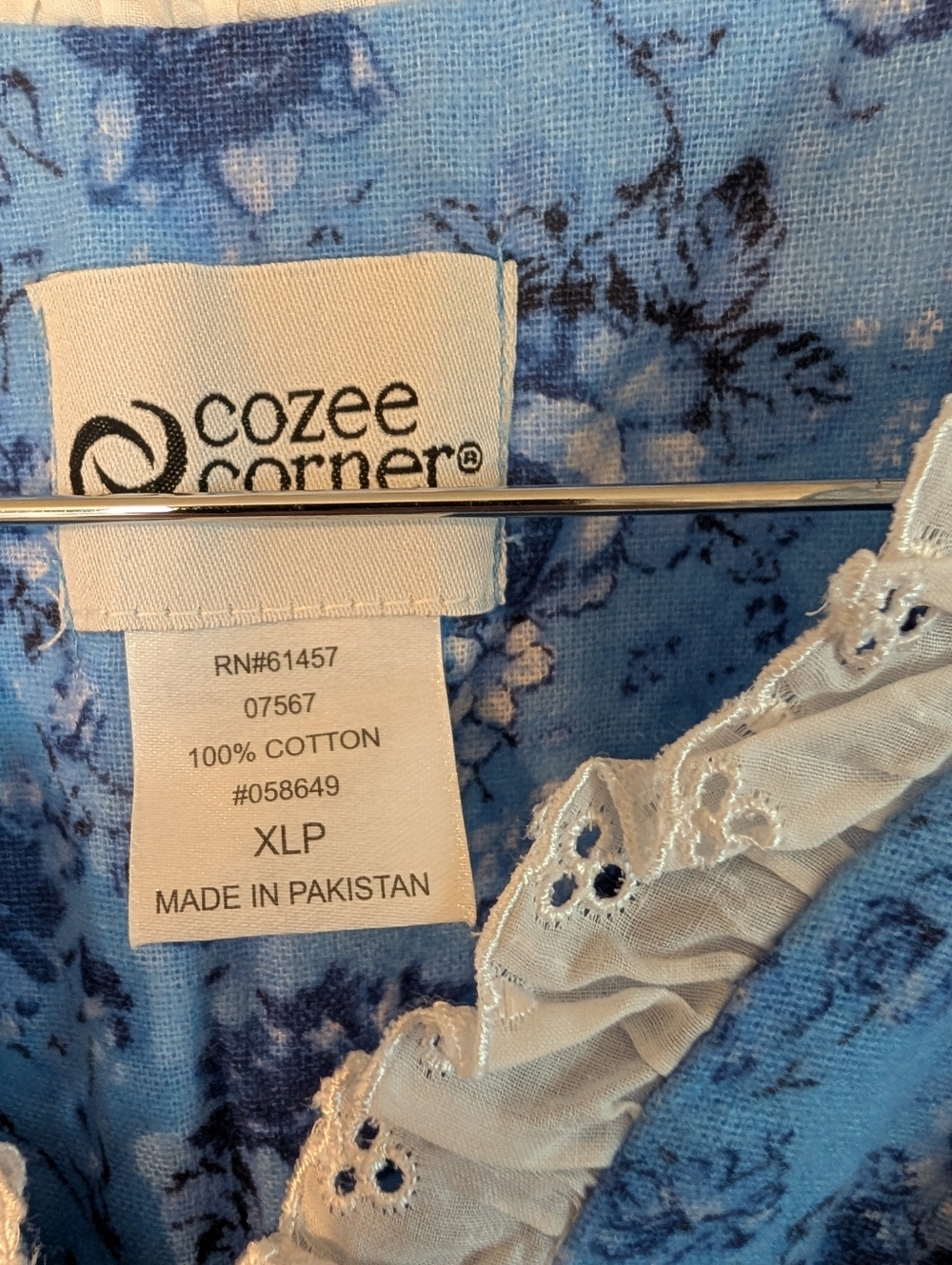 Cozee Corner Sz.XLP 100% Cotton Nightgown Blue - Picture 7 of 16